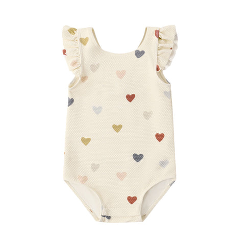 Quincy Mae Scoop Back One-Piece Swimsuit - Confetti Hearts