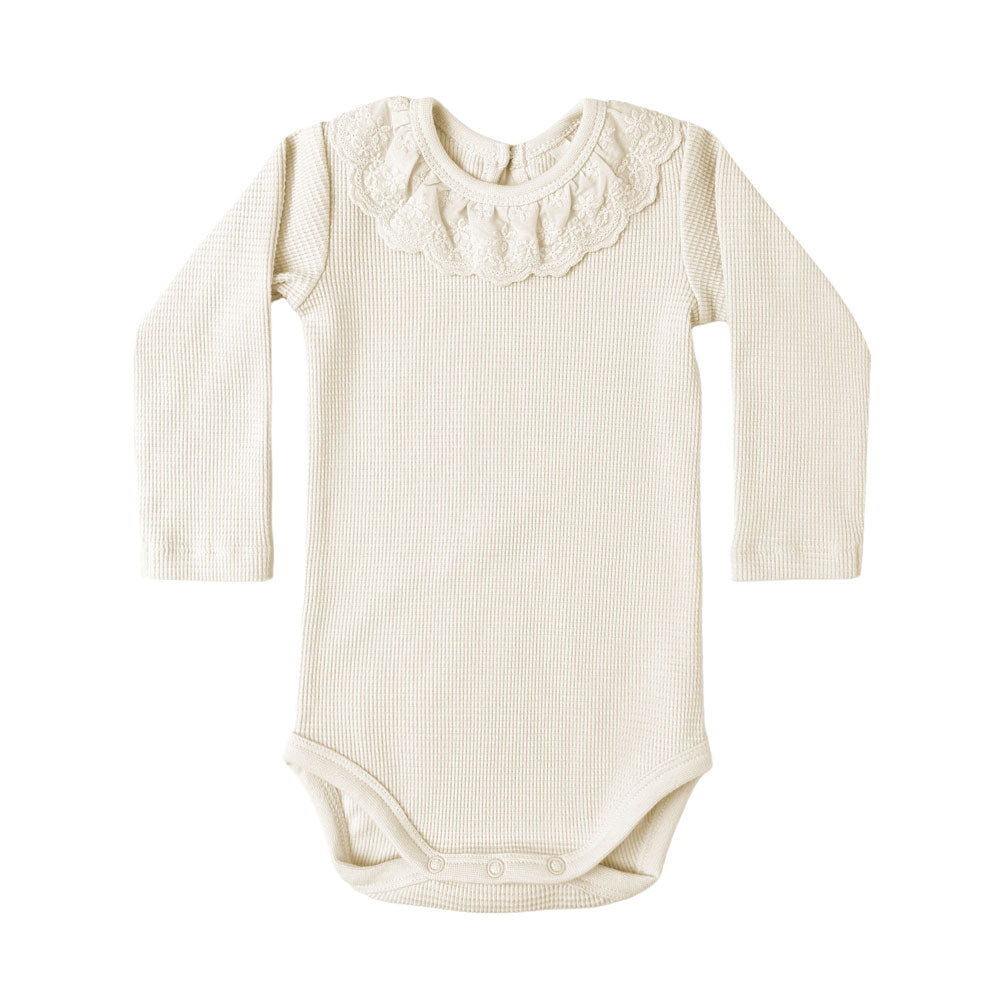 Quincy Mae Ruffle Collar Bodysuit - Natural