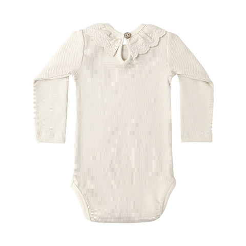 Quincy Mae Ruffle Collar Bodysuit - Natural