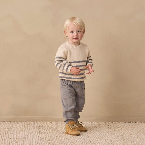 Quincy Mae Rex Sweater - Slate Stripe