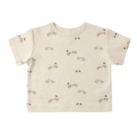 Quincy Mae Boxy Tee - Natural Race Car