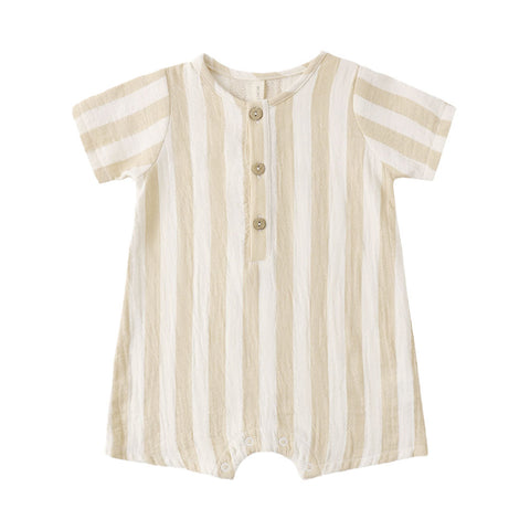 Quincy Mae Short Sleeve Woven Romper - Summer Stripe