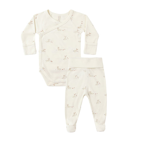 Quincy Mae Side Snap Bodysuit + Pant Set -  Bunnies