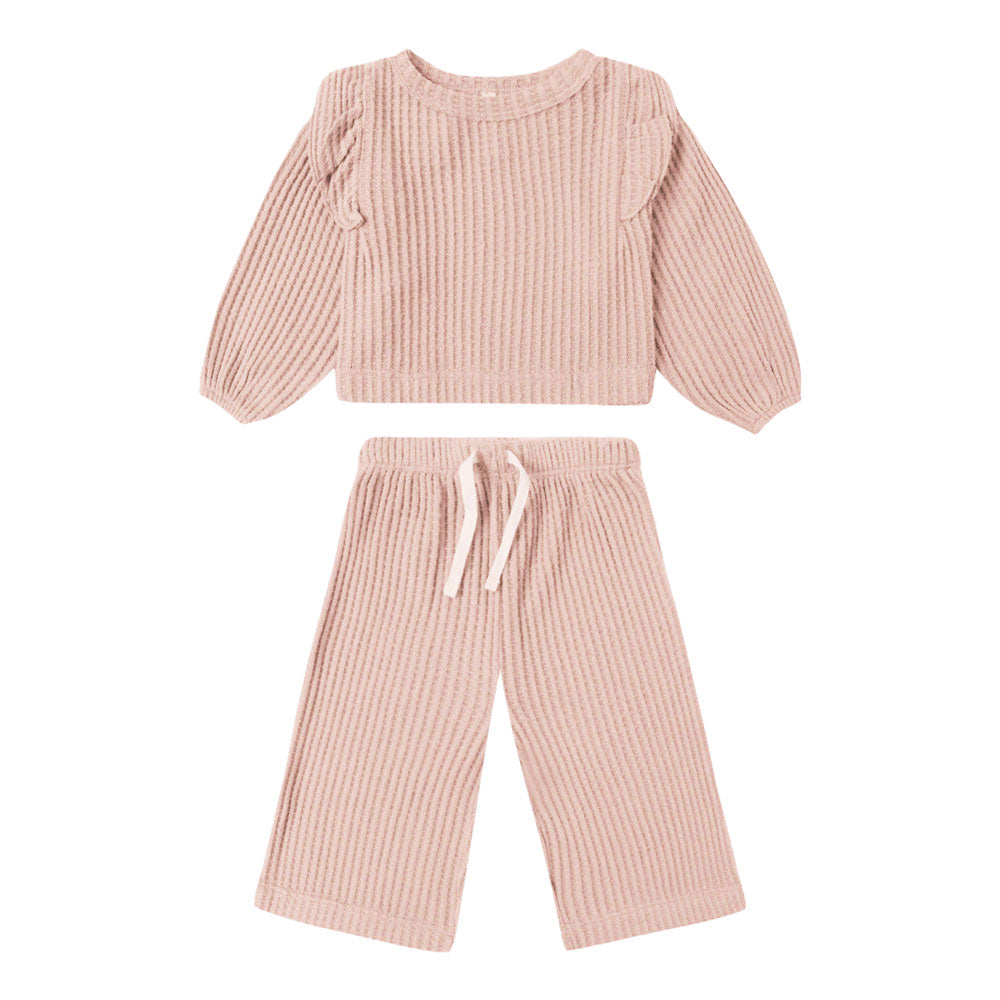 Quincy Mae Ruffle Cozy Set - Rose