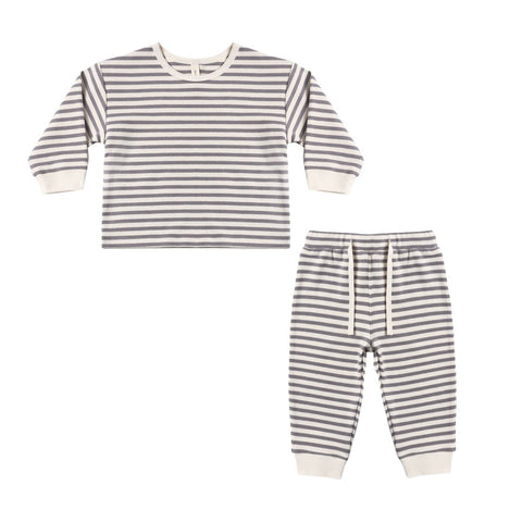 Quincy Mae Cozy Set - Slate Stripe