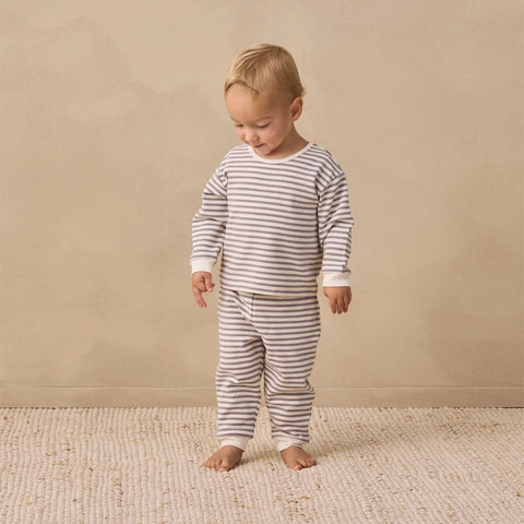 Quincy Mae Cozy Set - Slate Stripe