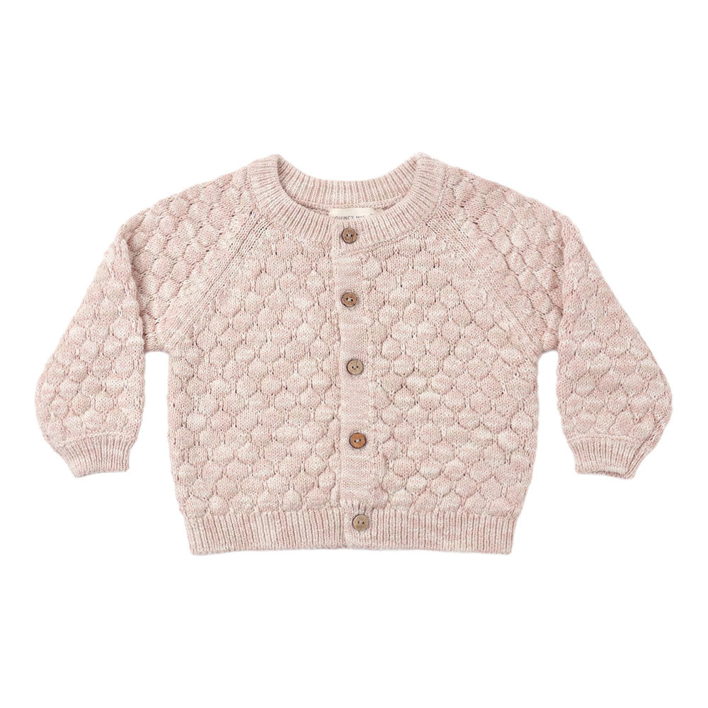 Quincy Mae Bubble Knit Cardigan - Dusty Rose Speckle