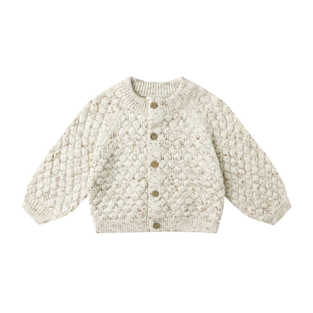 Quincy Mae Bubble Knit Cardigan - Natural Confetti