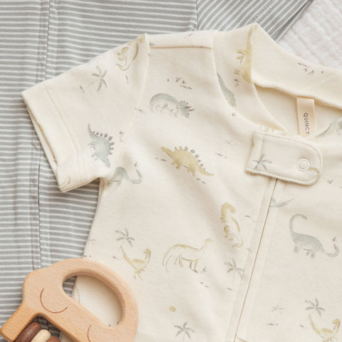 Quincy Mae Zip Short Sleeve Sleeper - Dinosaur