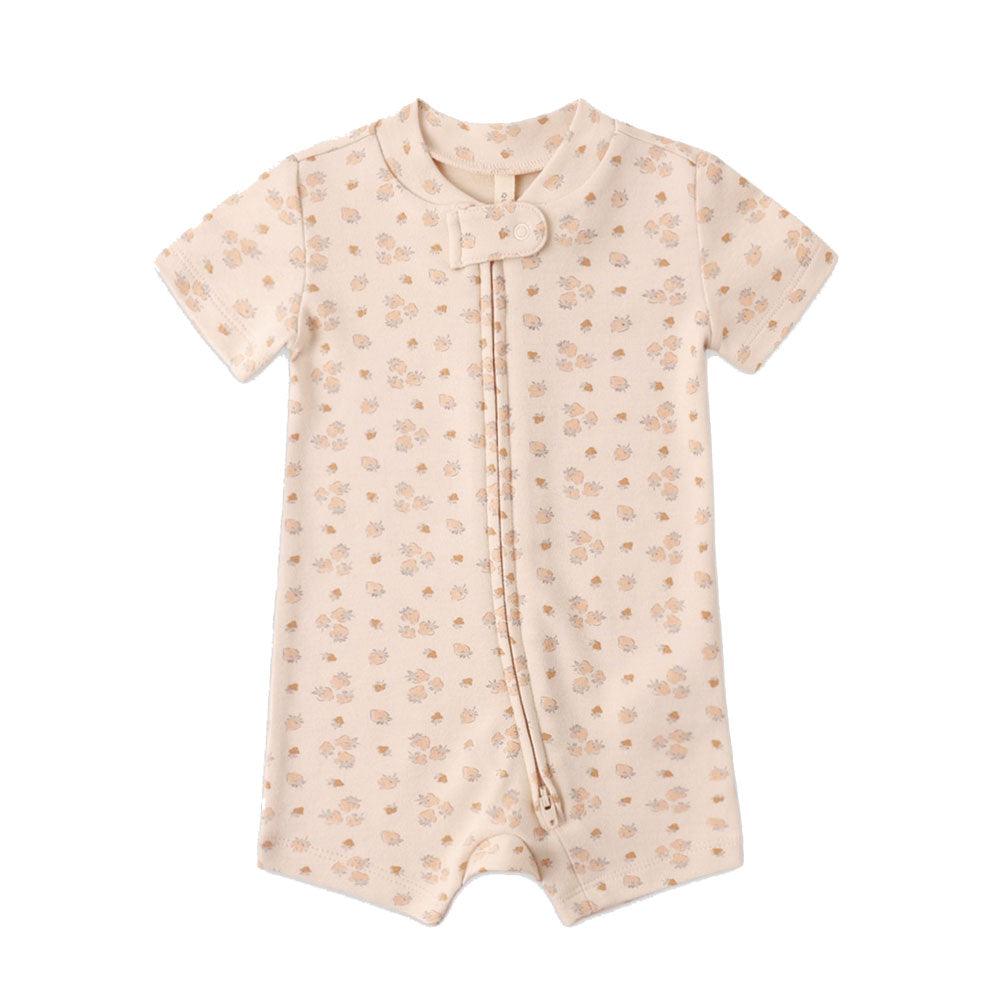 Quincy Mae Zip Short Sleeve Sleeper - Strawberries