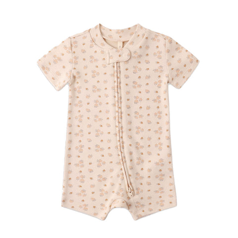 Quincy Mae Zip Short Sleeve Sleeper - Strawberries