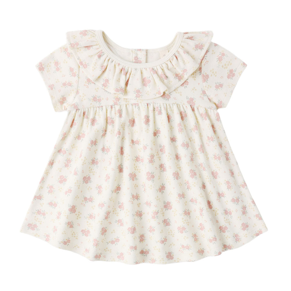 Quincy Mae Ruffle Collar Jersey Dress - Flower Field