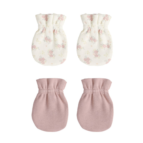 Quincy Mae No Scratch Mittens Set - Mauve, Flower Field