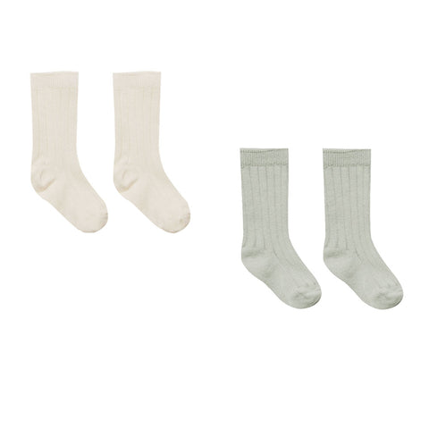 Quincy Mae Sock Set - Natural, Sage