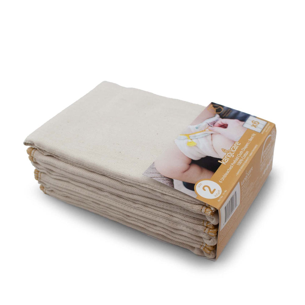 Kanga Care Unbleached Prefold Cloth Diapers (6 Pack)