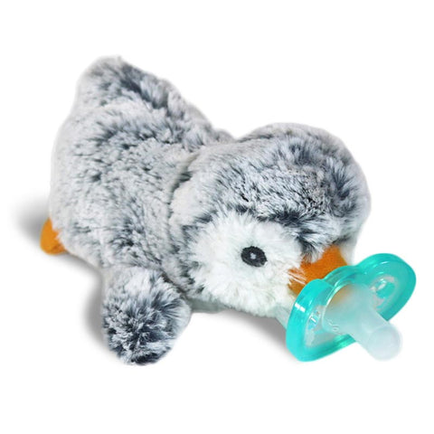 Grey Penguin RazBuddy Pacifier Holder Plush - Lagoon Baby + Toy Shoppe