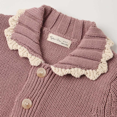 Rylee + Cru Collared Cardigan - Rosewood