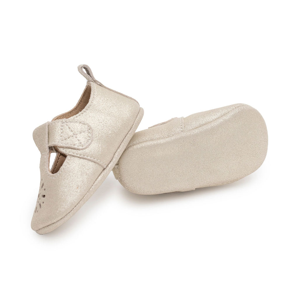 Sherick Fredermen Gloria Leather Eyelet T-Bar Shoes - Gold Glitter