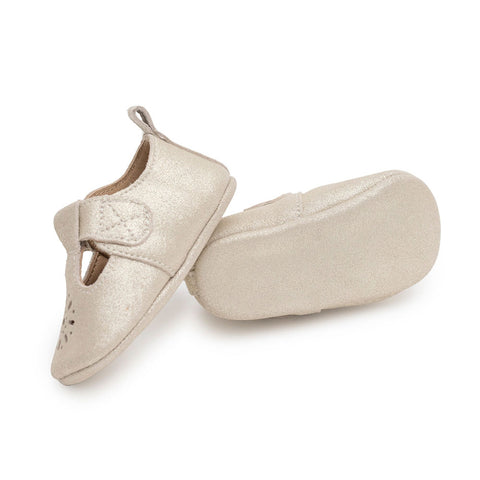 Sherick Fredermen Gloria Leather Eyelet T-Bar Shoes - Gold Glitter