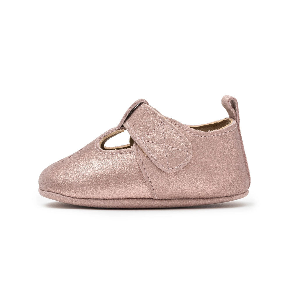 Sherick Fredermen Gloria Leather Eyelet T-Bar Shoes - Pink Glitter