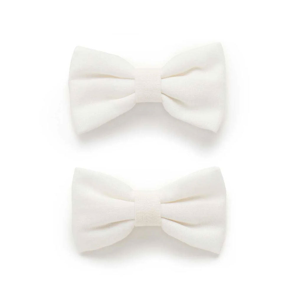 *Sherick Fredermen White Linen Bow Hair Clip (2 Pack)