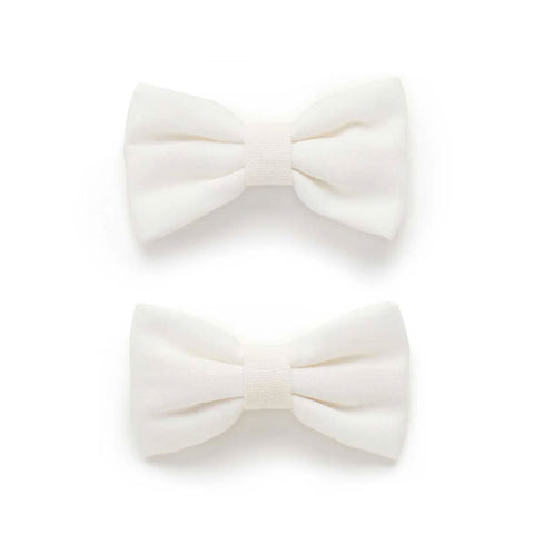 *Sherick Fredermen White Linen Bow Hair Clip (2 Pack)