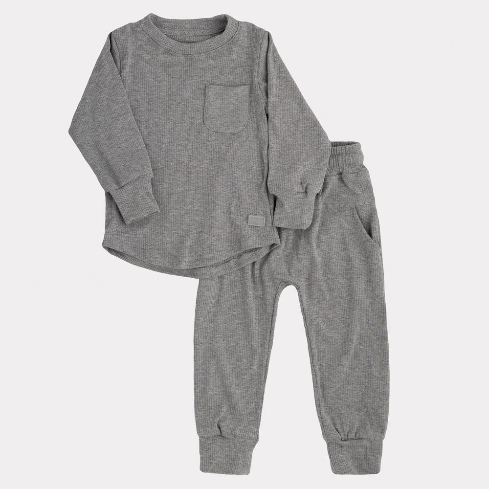 Swizz Ribbed Everyday Set - Dark Heather Grey