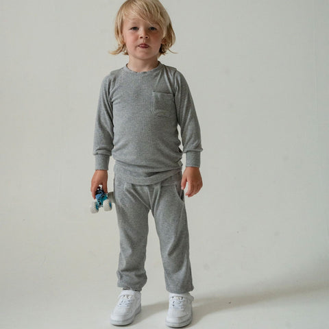 Swizz Ribbed Everyday Set - Dark Heather Grey