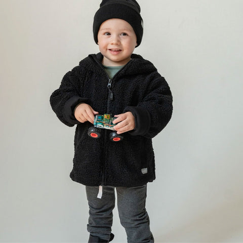 Swizz Sherpa Zip Up Jacket - Black