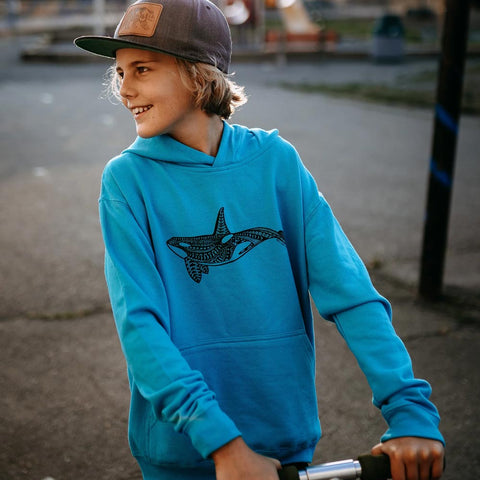 West Coast Karma Kids Hoodie - Turquoise Orca