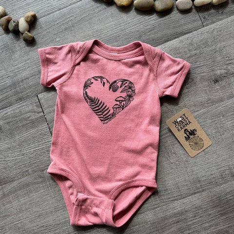 West Coast Karma Baby Onesie - Mauve Heart Creation