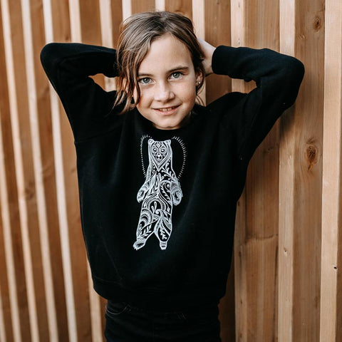 West Coast Karma Kids Sweater - Black Standing Bear (Size 6)
