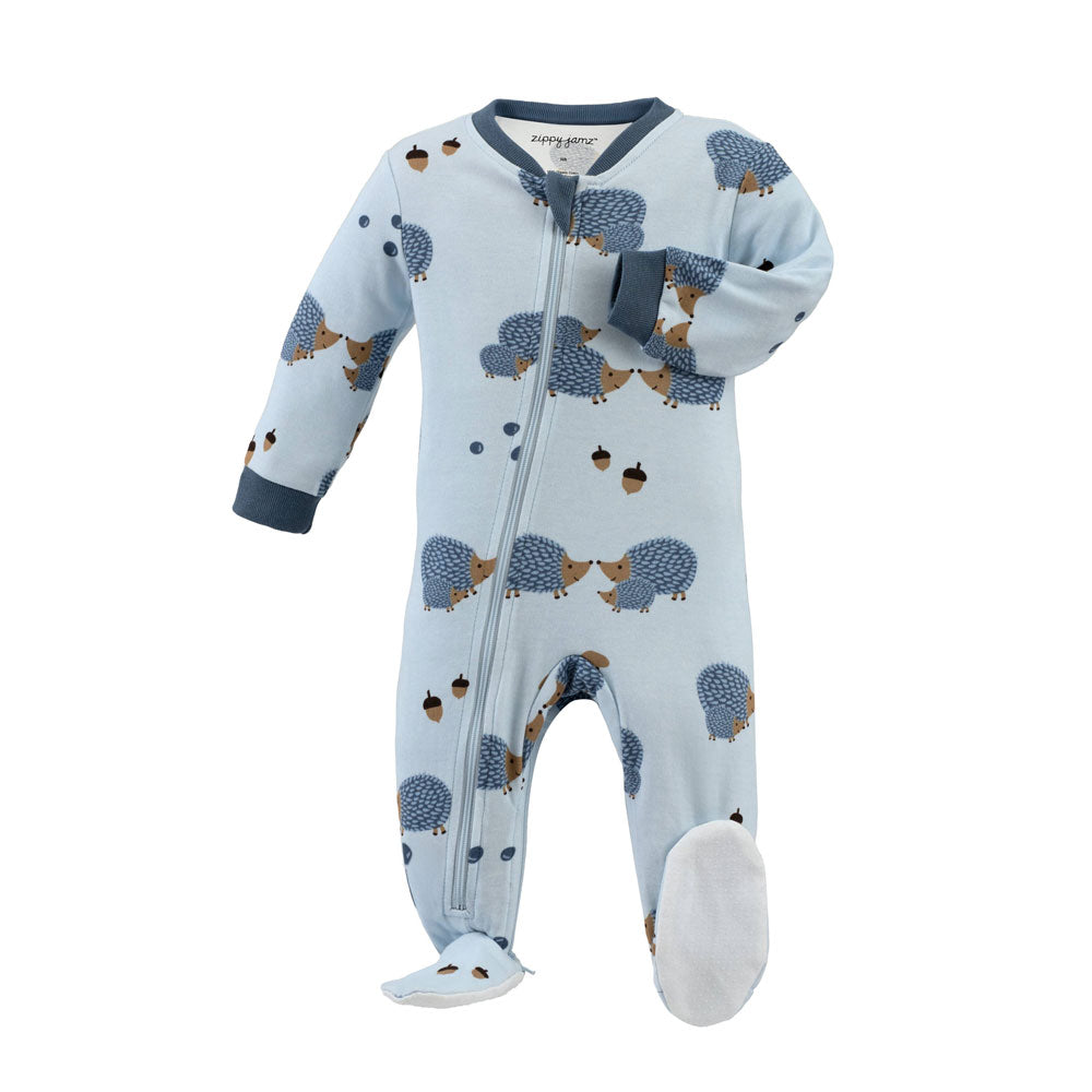 ZippyJamz Footie - Hedgehugs & Kisses (Blue)
