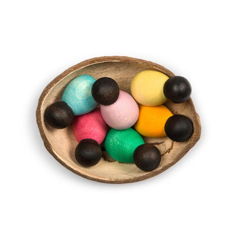 *Grapat Wood Baby Nins Dark (6 Pieces) with Coconut Shell