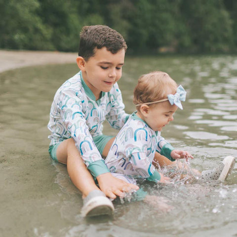 Honeysuckle Swim Co. Rashguard Shirt - You're My Rainboo (Size 2/3t)