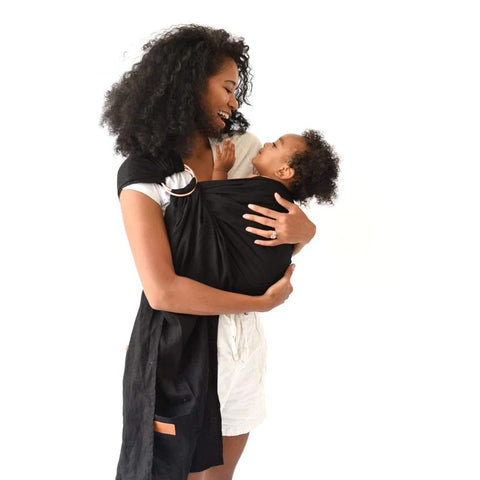 *Kyte Baby Linen Ring Sling - Licorice with Rose Gold Rings