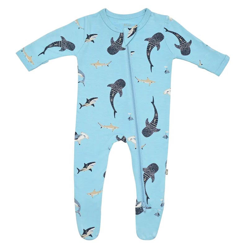 Kyte Baby Zippered Footie - Stream Shark