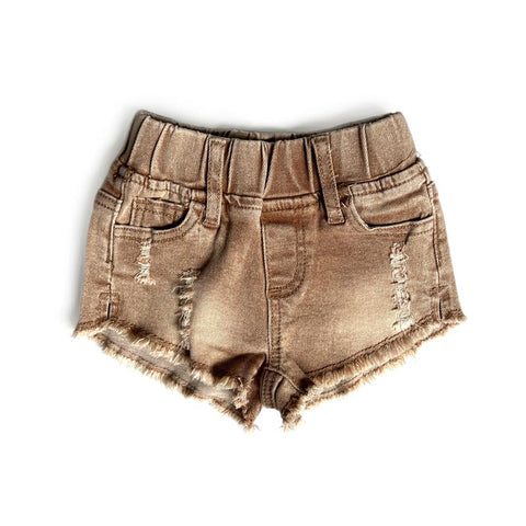 Little Bipsy Cut Off Denim Shortie - Camel (Size 12-18m) *CLEARANCE*