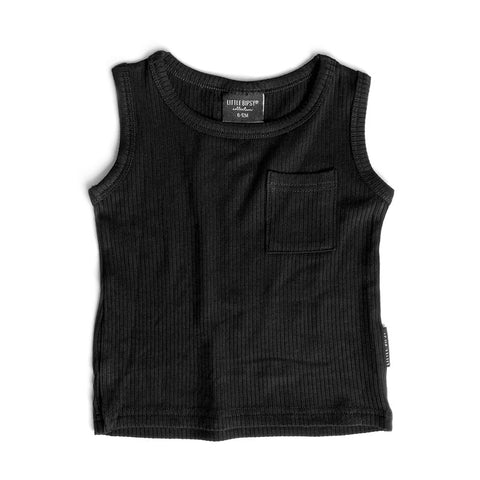 Little Bipsy Ribbed Tank - Black (Size 3-6m) *CLEARANCE*