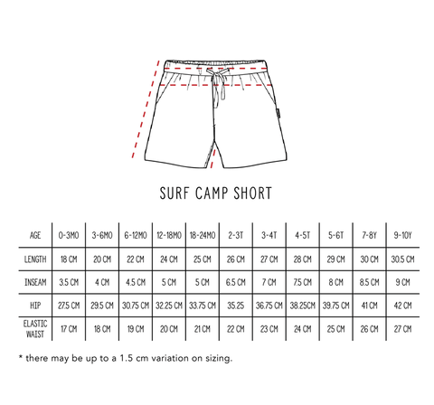 Little Bipsy Surf Camp Shorts - Red Wash (Size 3-6m) *CLEARANCE*