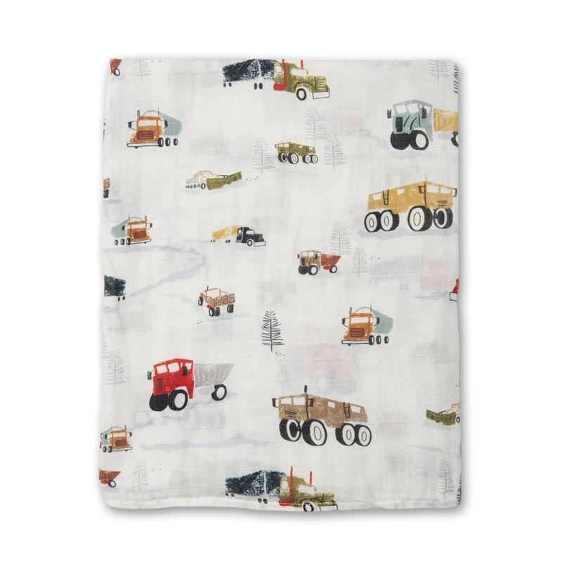 Loulou Lollipop Luxe Muslin Swaddle - Happy Trucks